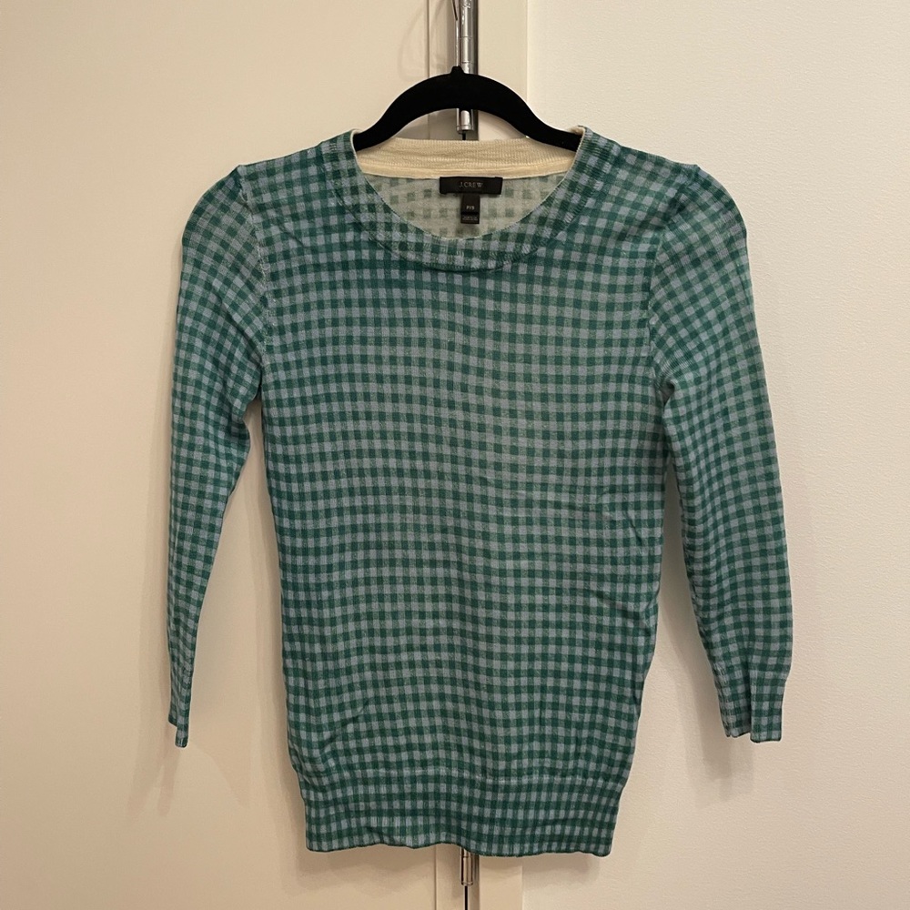 J.Crew Tippi sweater Green Gingham, PXS